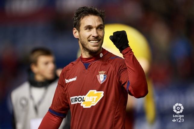 Xisco celebra el primer gol de Osasuna en el partido contra el Alcorcón