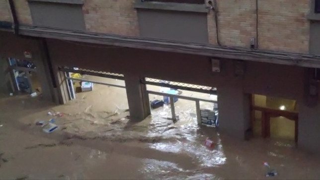 Tafalla, inundada por el desbordamiento del río Cidacos