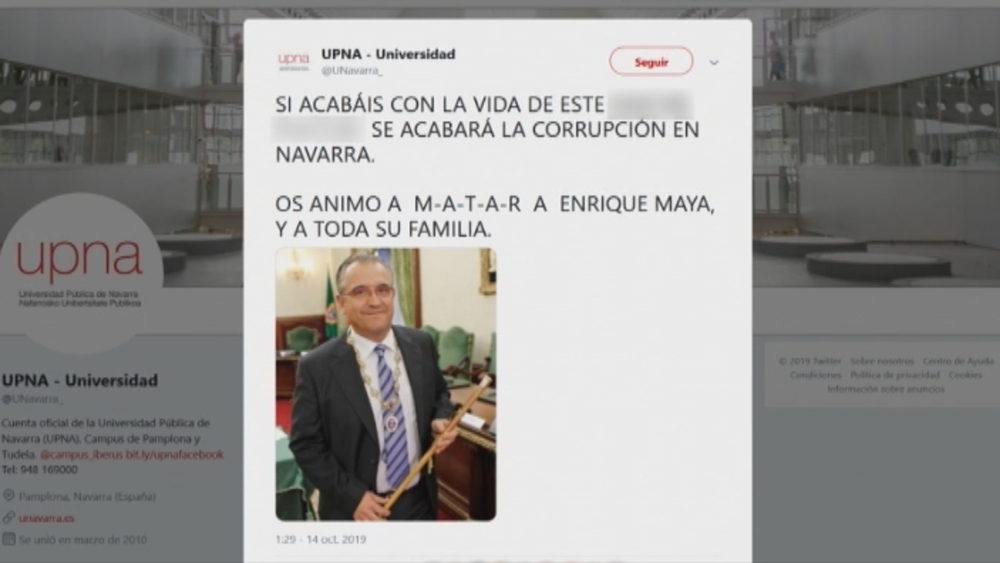 Hackean la cuenta de Twitter de la UPNA y se ceban con Maya