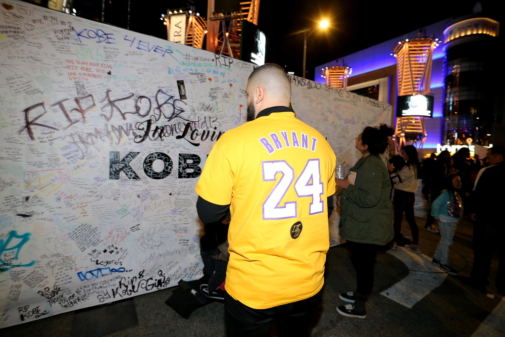 Kobe Bryant memorial at LA Live in Los Angeles  / ADAM S DAVIS