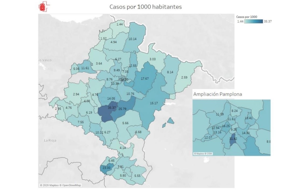 Mapa casos por mil habitantes