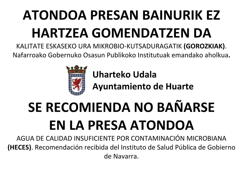 Comunicado del Ayuntamiento de Huarte