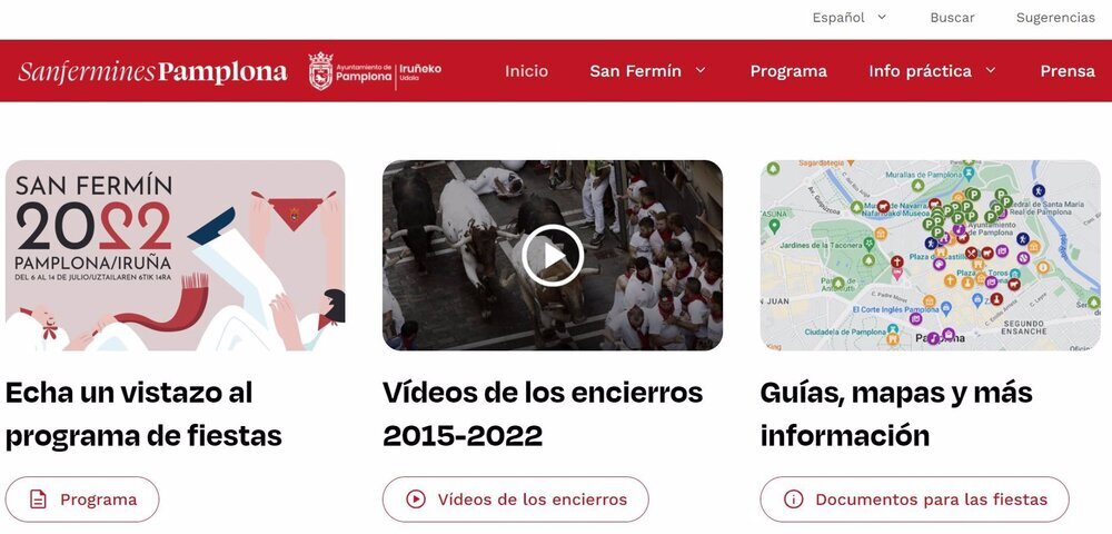 Pamplona pone en funcionamiento la nueva web de San Fermín