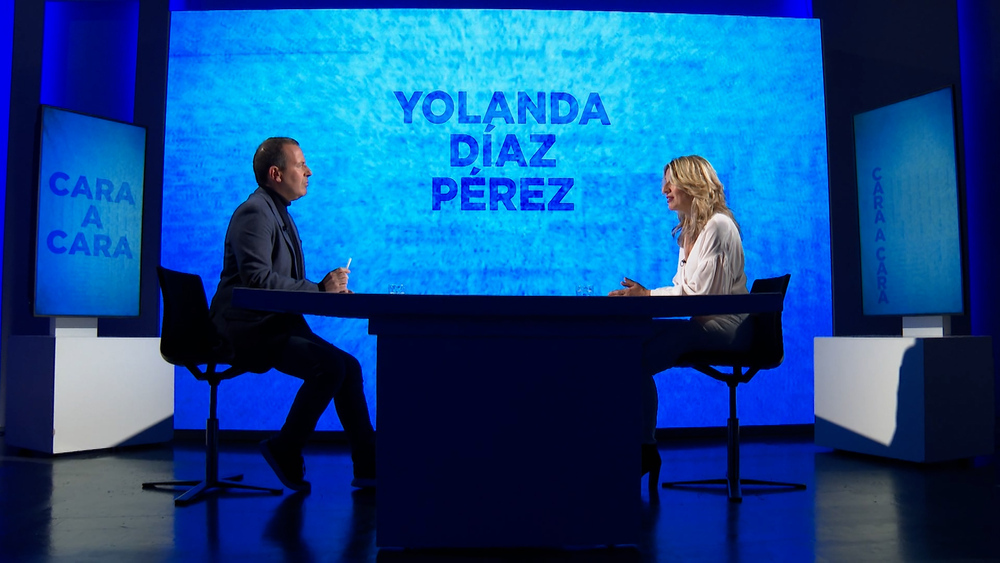 Díaz entrevistada en el programa Cara a Cara de Navarra Televisión