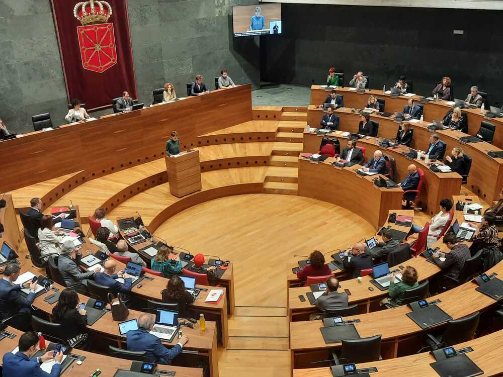 Vista del hemiciclo del Parlamento de Navarra desde la tribuna de invitados