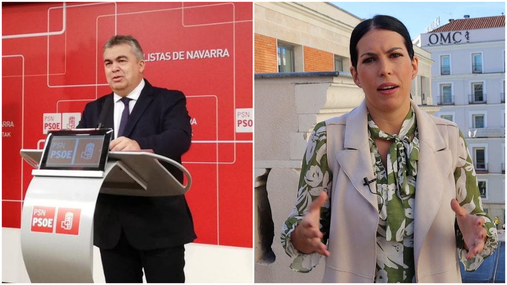 El secretario de Organización del PSOE y diputado por Navarra, Santos Cerdán y la diputada socialista Adriana Maldonado 