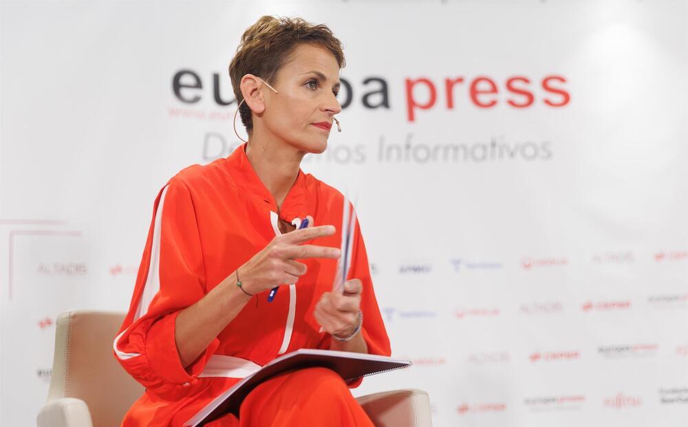 La presidenta, María Chivite, interviene en el acto informativo de Europa Press en Madrid