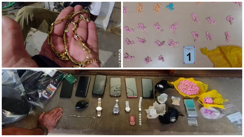 Teléfonos, joyas, relojes robados y drogas que vendían