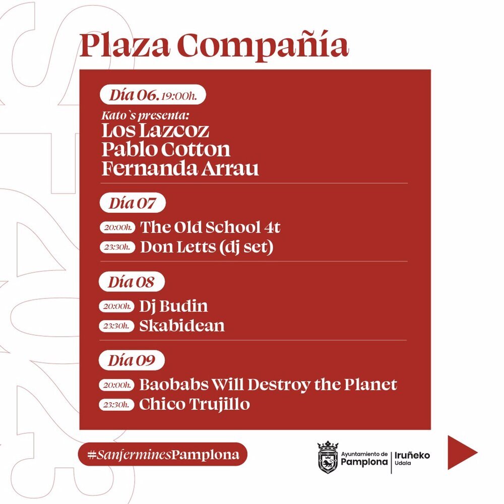 Cartel de las actuaciones en la Plaza de Compañía en San Fermín. - AYUNTAMIENTO DE PAMPLONA