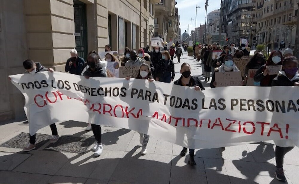 Imagen de una manifestación contra el racismo en Pamplona
