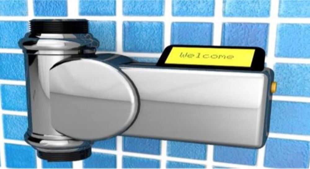 Medidor de caudal adaptable a alcachofas de  ducha y conjuntos de ducha