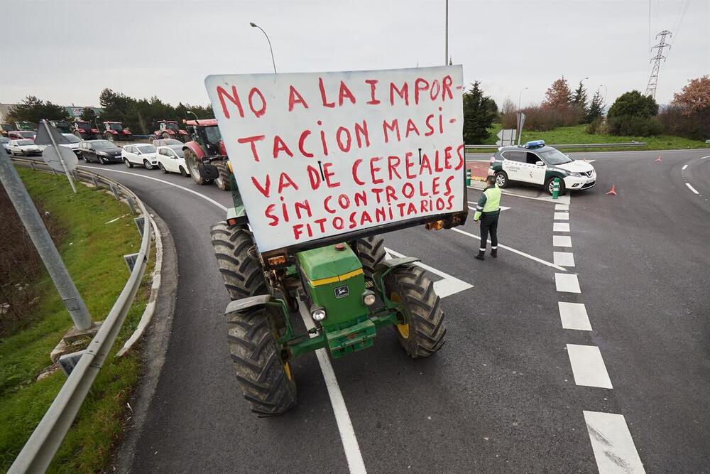 Imagen de archivo de la movilización de tractores en Navarra 