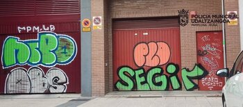 Cuatro denunciados por realizar grandes grafitis en Pamplona