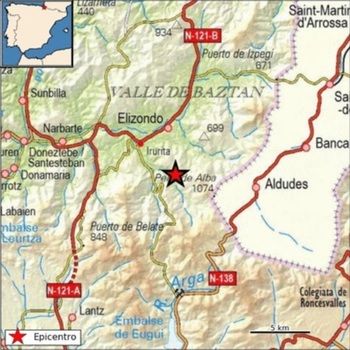 Registrado un terremoto de 2,8 grados en el Baztan