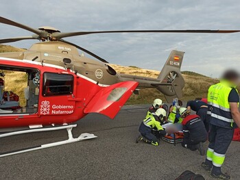 Evacuado en helicóptero un motorista francés en Valcarlos