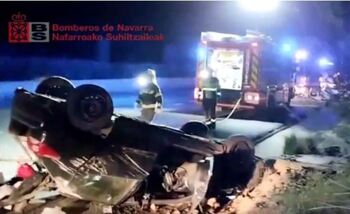 Aparatoso accidente con cuatro heridos en la A-68, en Tudela