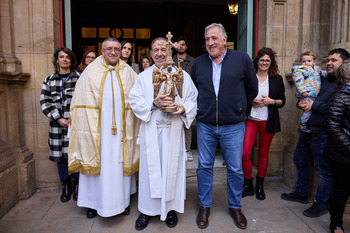 Devoción por el Ángel de Aralar en su visita a Pamplona