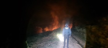 La caída de un tendido eléctrico causa un incendio en Arbizu